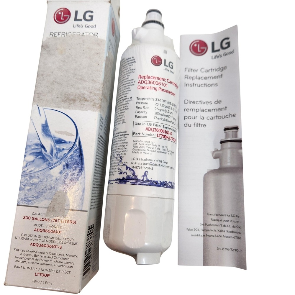 LG LT700P Refrigerator Water Filter ADQ36006101 200 Gallon White Carbon Fridge